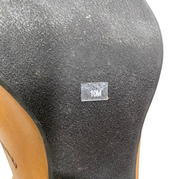 Franco Sarto Tan Leather Etched Slip-On Square Toe Block Heel Mules  Size 10 - Picture 9 of 10